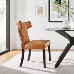 Curve Tan Vegan Leather Dining Chair - Ornate Home