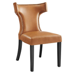 Curve Tan Vegan Leather Dining Chair - Ornate Home