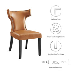 Curve Tan Vegan Leather Dining Chair - Ornate Home
