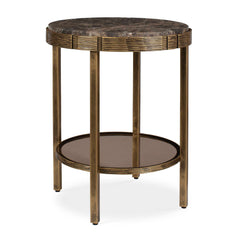 Cusano Brass/Brown Round Dark Marble Accent Table - Ornate Home