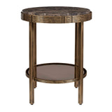 Cusano Brass/Brown Round Dark Marble Accent Table - Ornate Home