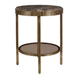 Cusano Brass/Brown Round Dark Marble Accent Table - Ornate Home