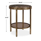 Cusano Brass/Brown Round Dark Marble Accent Table - Ornate Home