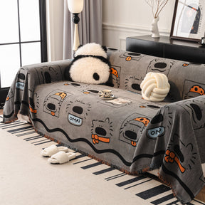 Cute Chenille Couch Cover Throw, Cartoon Soft Washable Sofa Cover for Sectional Sofas - Ornate Home