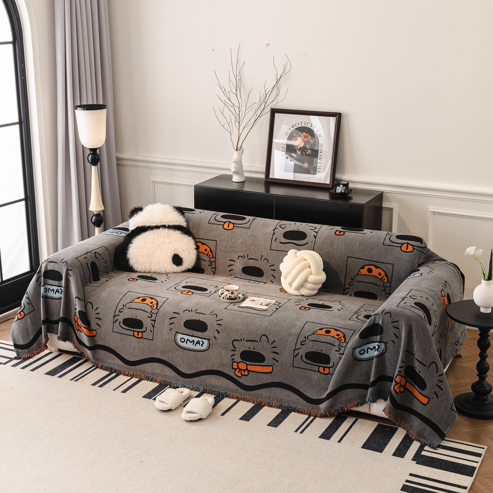 Cute Chenille Couch Cover Throw, Cartoon Soft Washable Sofa Cover for Sectional Sofas - Ornate Home