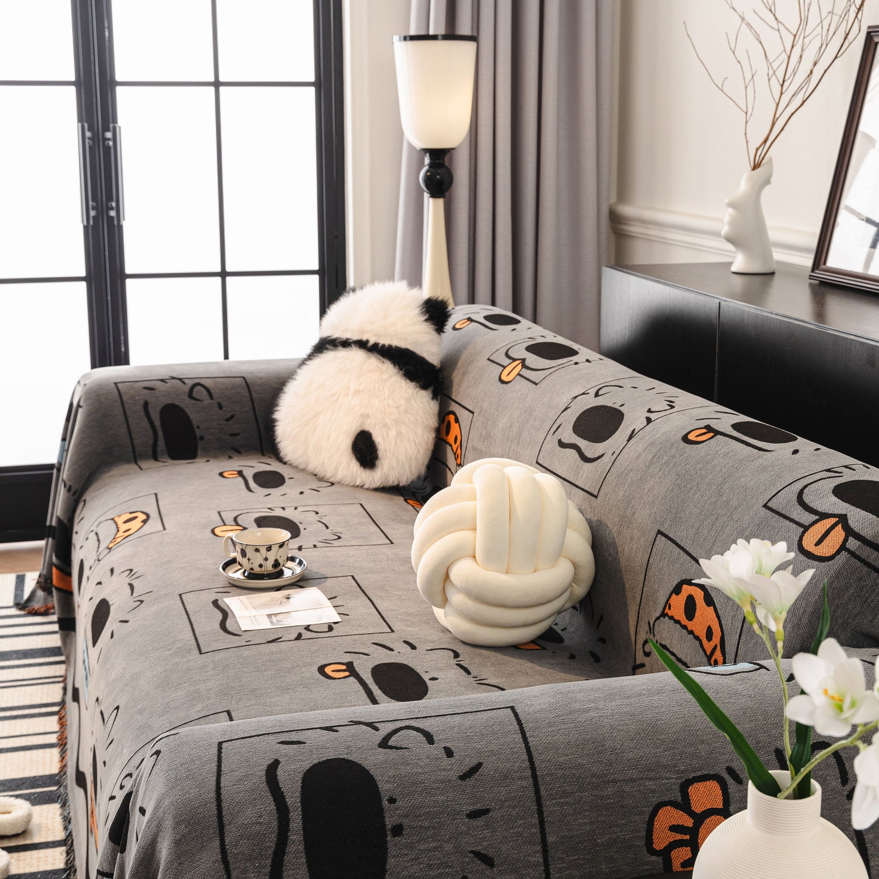 Cute Chenille Couch Cover Throw, Cartoon Soft Washable Sofa Cover for Sectional Sofas - Ornate Home