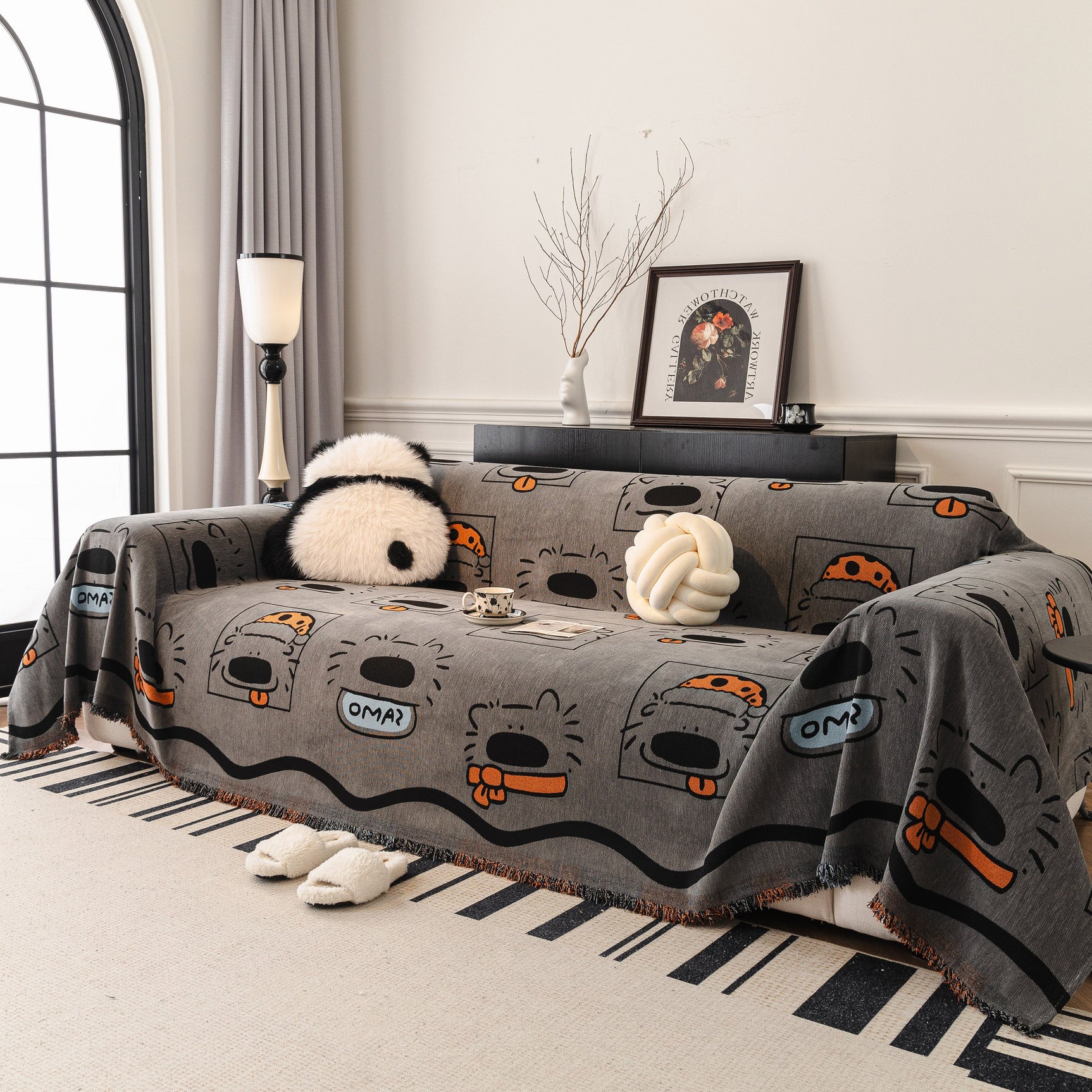Cute Chenille Couch Cover Throw, Cartoon Soft Washable Sofa Cover for Sectional Sofas - Ornate Home