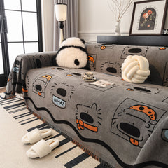 Cute Chenille Couch Cover Throw, Cartoon Soft Washable Sofa Cover for Sectional Sofas - Ornate Home
