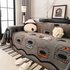 Cute Chenille Couch Cover Throw, Cartoon Soft Washable Sofa Cover for Sectional Sofas - Ornate Home