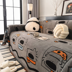 Cute Chenille Couch Cover Throw, Cartoon Soft Washable Sofa Cover for Sectional Sofas - Ornate Home