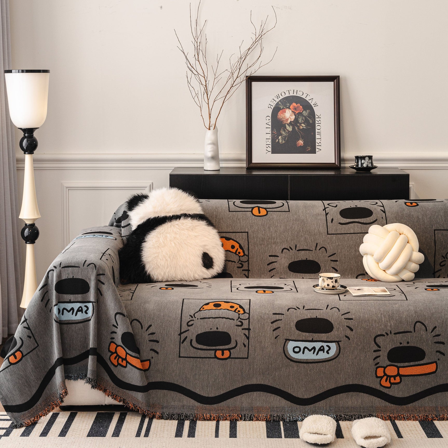Cute Chenille Couch Cover Throw, Cartoon Soft Washable Sofa Cover for Sectional Sofas - Ornate Home