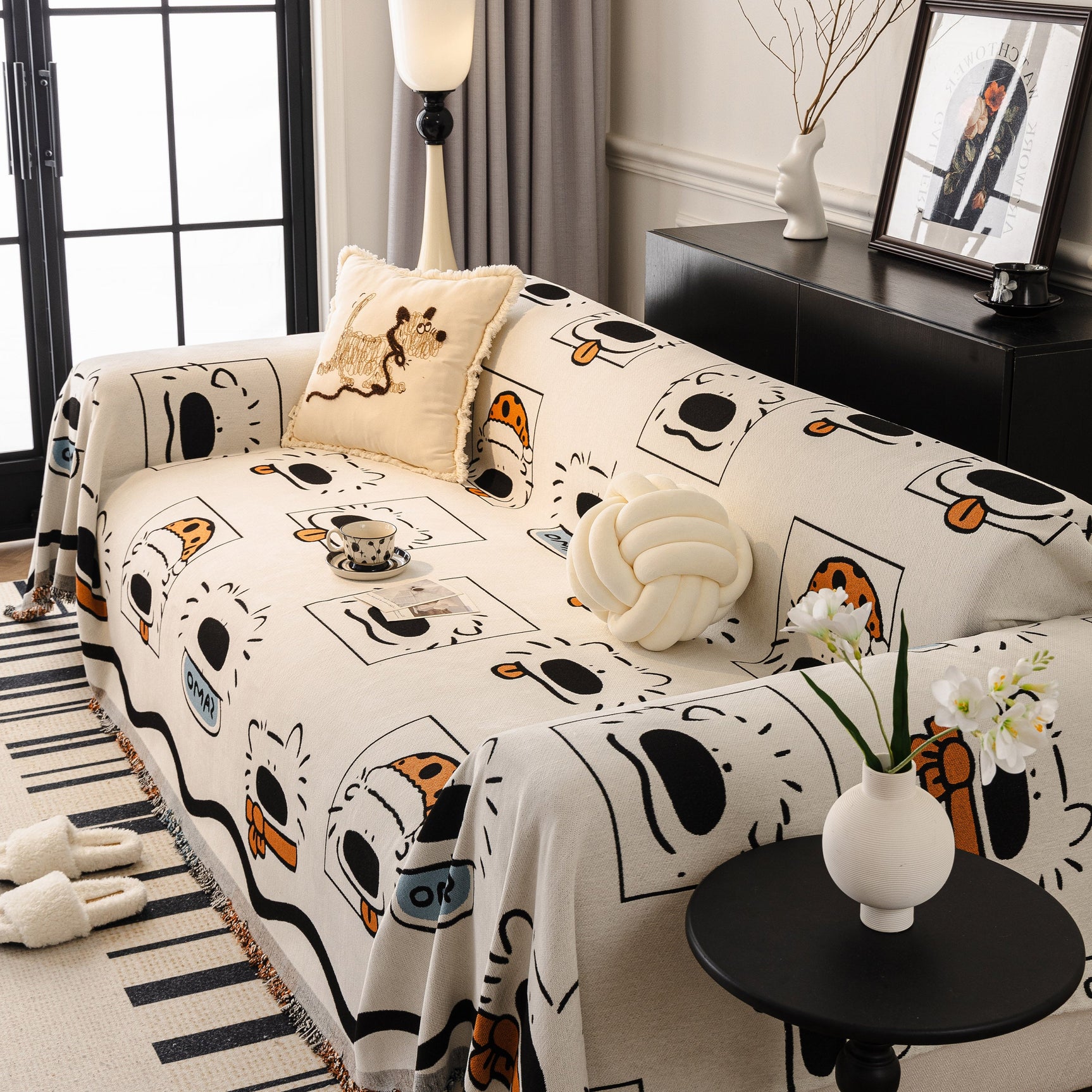 Cute Chenille Couch Cover Throw, Cartoon Soft Washable Sofa Cover for Sectional Sofas - Ornate Home
