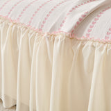 Cute Dotted Stripe Couch Protector, Non-Slip Washable Sofa Cover with Ruffled Skirt - Ornate Home