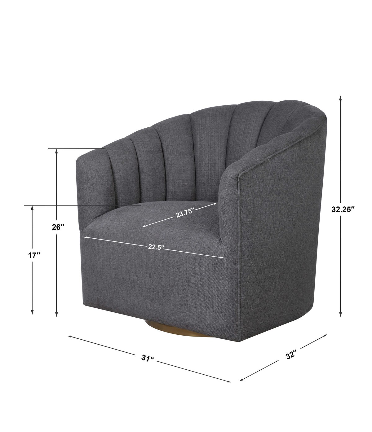 Cuthbert Gray Modern Swivel Chair - Ornate Home