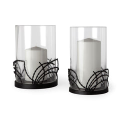 Cutlass Black Metal Base Table Candle Holders (Set of 2)