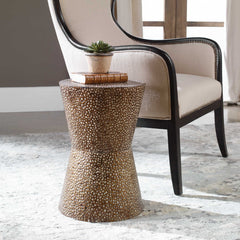 Cutler Bronze Drum Shaped Accent Table - Ornate Home