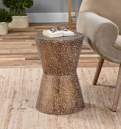 Cutler Bronze Drum Shaped Accent Table - Ornate Home