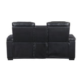 Cyber Black Power Double Reclining Loveseat With Center Console Power Headrests Storage Arms Cup Holders Wireless Speakers With Sub-woofer Air Massage Heat Led Lighting And Charging Ports - Ornate Home
