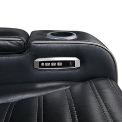 Cyber Black Power Double Reclining Loveseat With Center Console Power Headrests Storage Arms Cup Holders Wireless Speakers With Sub-woofer Air Massage Heat Led Lighting And Charging Ports - Ornate Home