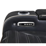Cyber Black Power Double Reclining Loveseat With Center Console Power Headrests Storage Arms Cup Holders Wireless Speakers With Sub-woofer Air Massage Heat Led Lighting And Charging Ports - Ornate Home