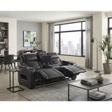 Cyber Black Power Double Reclining Loveseat With Center Console Power Headrests Storage Arms Cup Holders Wireless Speakers With Sub-woofer Air Massage Heat Led Lighting And Charging Ports - Ornate Home