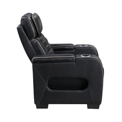 Cyber Black Power Reclining Chair With Power Headrest Cup Holder Storage Arms Air Massage Heat Led Lighting And Charging Ports - Ornate Home