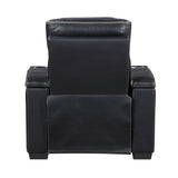Cyber Black Power Reclining Chair With Power Headrest Cup Holder Storage Arms Air Massage Heat Led Lighting And Charging Ports - Ornate Home