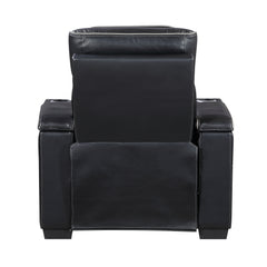 Cyber Black Power Reclining Chair With Power Headrest Cup Holder Storage Arms Air Massage Heat Led Lighting And Charging Ports - Ornate Home