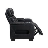 Cyber Black Power Reclining Chair With Power Headrest Cup Holder Storage Arms Air Massage Heat Led Lighting And Charging Ports - Ornate Home
