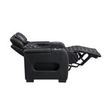 Cyber Black Power Reclining Chair With Power Headrest Cup Holder Storage Arms Air Massage Heat Led Lighting And Charging Ports - Ornate Home