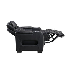 Cyber Black Power Reclining Chair With Power Headrest Cup Holder Storage Arms Air Massage Heat Led Lighting And Charging Ports - Ornate Home