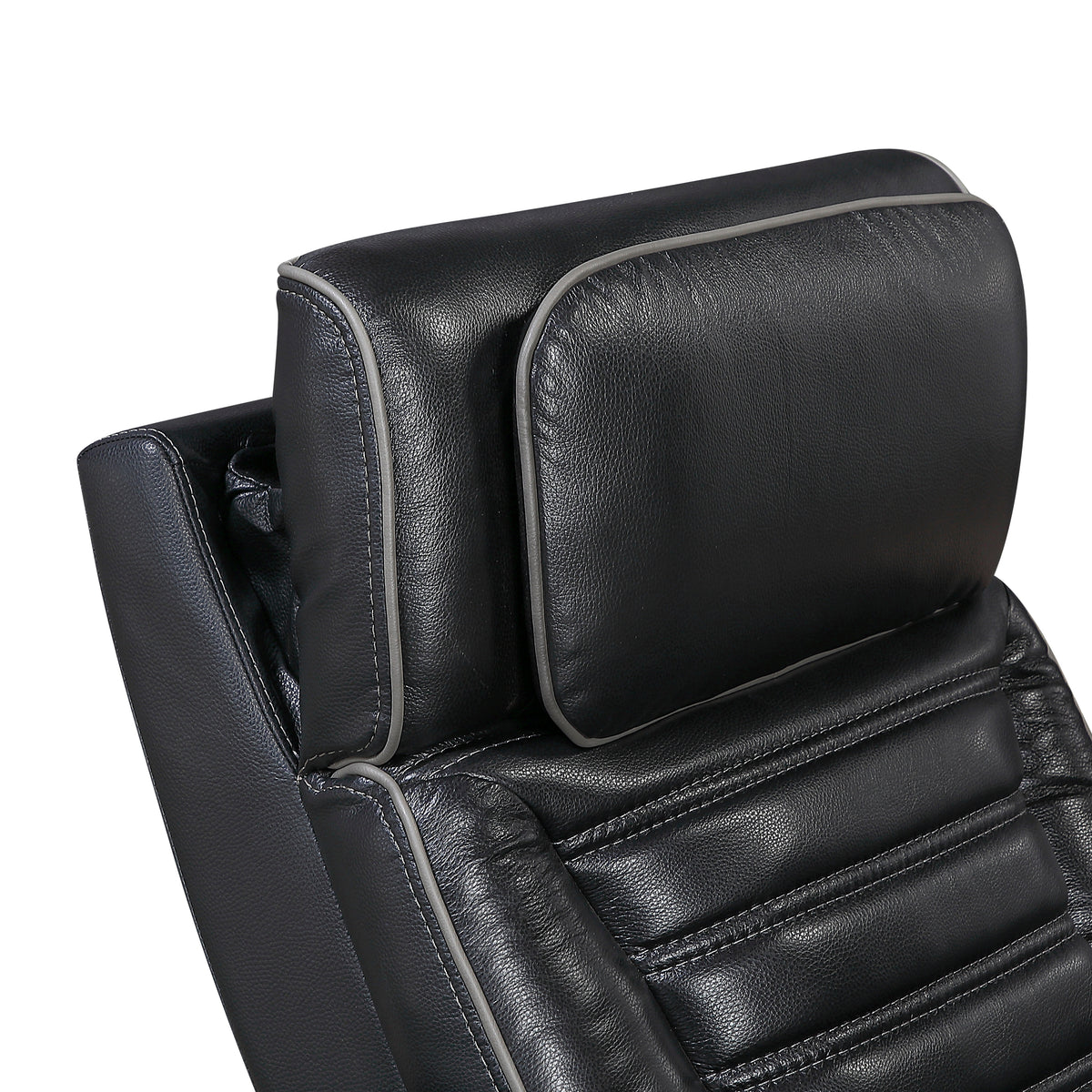Cyber Black Power Reclining Chair With Power Headrest Cup Holder Storage Arms Air Massage Heat Led Lighting And Charging Ports - Ornate Home