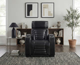 Cyber Black Power Reclining Chair With Power Headrest Cup Holder Storage Arms Air Massage Heat Led Lighting And Charging Ports - Ornate Home