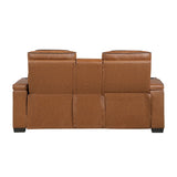 Cyber Brown Power Double Reclining Loveseat With Center Console Power Headrests Storage Arms Cup Holders Wireless Speakers With Sub-woofer Air Massage Heat Led Lighting And Charging Ports - Ornate Home