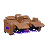 Cyber Brown Power Double Reclining Loveseat With Center Console Power Headrests Storage Arms Cup Holders Wireless Speakers With Sub-woofer Air Massage Heat Led Lighting And Charging Ports - Ornate Home