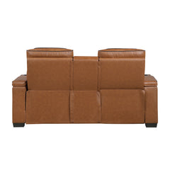 Cyber Brown Power Double Reclining Loveseat With Center Console Power Headrests Storage Arms Cup Holders Wireless Speakers With Sub-woofer Air Massage Heat Led Lighting And Charging Ports - Ornate Home