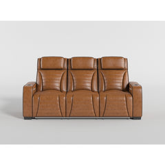 Cyber Brown Power Double Reclining Sofa With Center Drop-down Cup Holders Power Headrests Storage Arms Cup Holders Reading Lights Wireless Charger Air Massage Heat Led Lighting And Charging Ports - Ornate Home