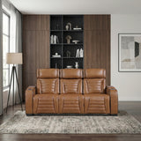Cyber Brown Power Double Reclining Sofa With Center Drop-down Cup Holders Power Headrests Storage Arms Cup Holders Reading Lights Wireless Charger Air Massage Heat Led Lighting And Charging Ports - Ornate Home