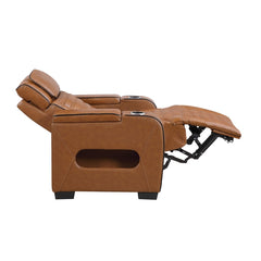 Cyber Brown Power Reclining Chair With Power Headrest Cup Holder Storage Arms Air Massage Heat Led Lighting And Charging Ports - Ornate Home