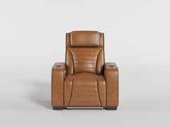 Cyber Brown Power Reclining Chair With Power Headrest Cup Holder Storage Arms Air Massage Heat Led Lighting And Charging Ports - Ornate Home