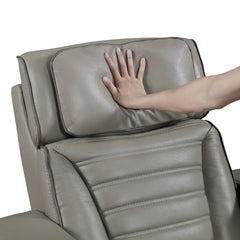 Cyber Gray Leather Dual Power Reclining Sofa - Ornate Home