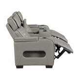 Cyber Gray Power Double Reclining Loveseat With Center Console Power Headrests Storage Arms Cup Holders Wireless Speakers With Sub-woofer Air Massage Heat Led Lighting And Charging Ports - Ornate Home