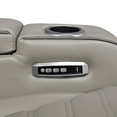 Cyber Gray Power Double Reclining Loveseat With Center Console Power Headrests Storage Arms Cup Holders Wireless Speakers With Sub-woofer Air Massage Heat Led Lighting And Charging Ports - Ornate Home