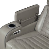 Cyber Gray Power Double Reclining Loveseat With Center Console Power Headrests Storage Arms Cup Holders Wireless Speakers With Sub-woofer Air Massage Heat Led Lighting And Charging Ports - Ornate Home