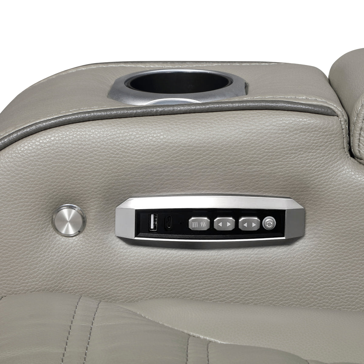 Cyber Gray Power Double Reclining Loveseat With Center Console Power Headrests Storage Arms Cup Holders Wireless Speakers With Sub-woofer Air Massage Heat Led Lighting And Charging Ports - Ornate Home