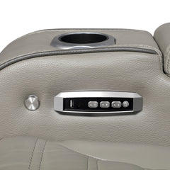 Cyber Gray Power Double Reclining Loveseat With Center Console Power Headrests Storage Arms Cup Holders Wireless Speakers With Sub-woofer Air Massage Heat Led Lighting And Charging Ports - Ornate Home
