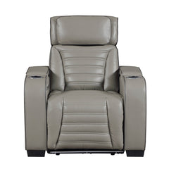 Cyber Gray Power Reclining Chair With Power Headrest Cup Holder Storage Arms Air Massage Heat Led Lighting And Charging Ports - Ornate Home