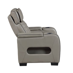 Cyber Gray Power Reclining Chair With Power Headrest Cup Holder Storage Arms Air Massage Heat Led Lighting And Charging Ports - Ornate Home