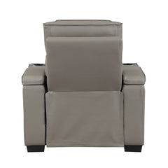 Cyber Gray Power Reclining Chair With Power Headrest Cup Holder Storage Arms Air Massage Heat Led Lighting And Charging Ports - Ornate Home