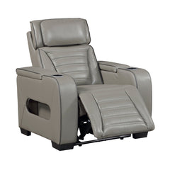Cyber Gray Power Reclining Chair With Power Headrest Cup Holder Storage Arms Air Massage Heat Led Lighting And Charging Ports - Ornate Home